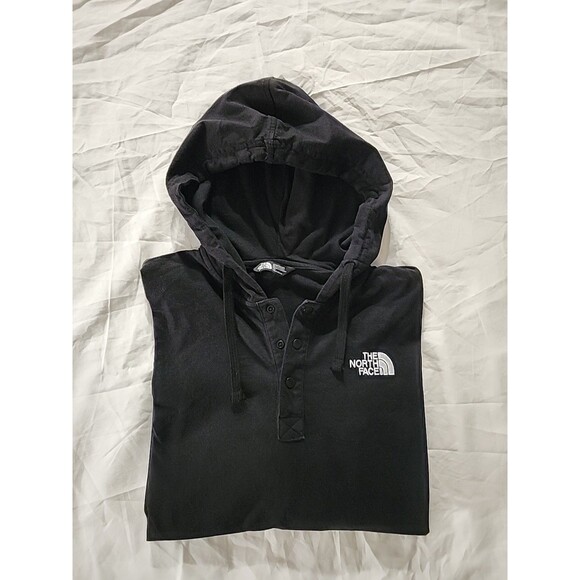 North Face Hoodie Mens SZ L Long Sleeve Hooded Pullover 1/4 Snap Outdoors Hiking - Picture 1 of 8